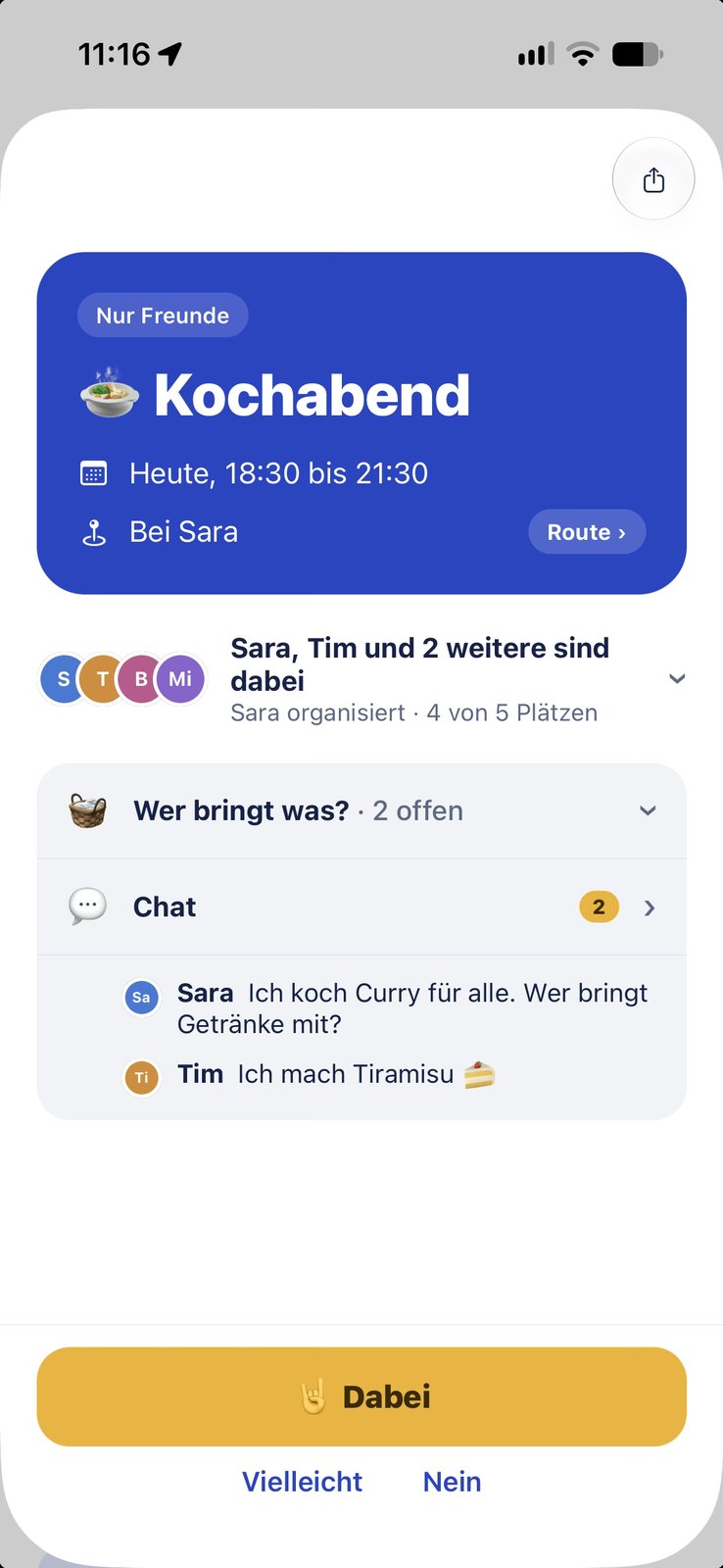 A plan with the people going and its chat