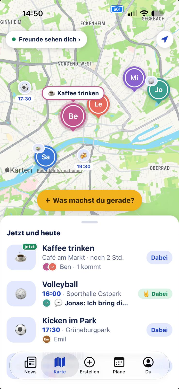 Map: which friends are out right now